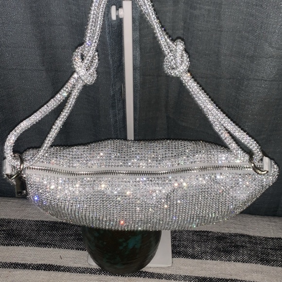 Rhinestone sparkly, silver clutch purse/handbag - Picture 4 of 10